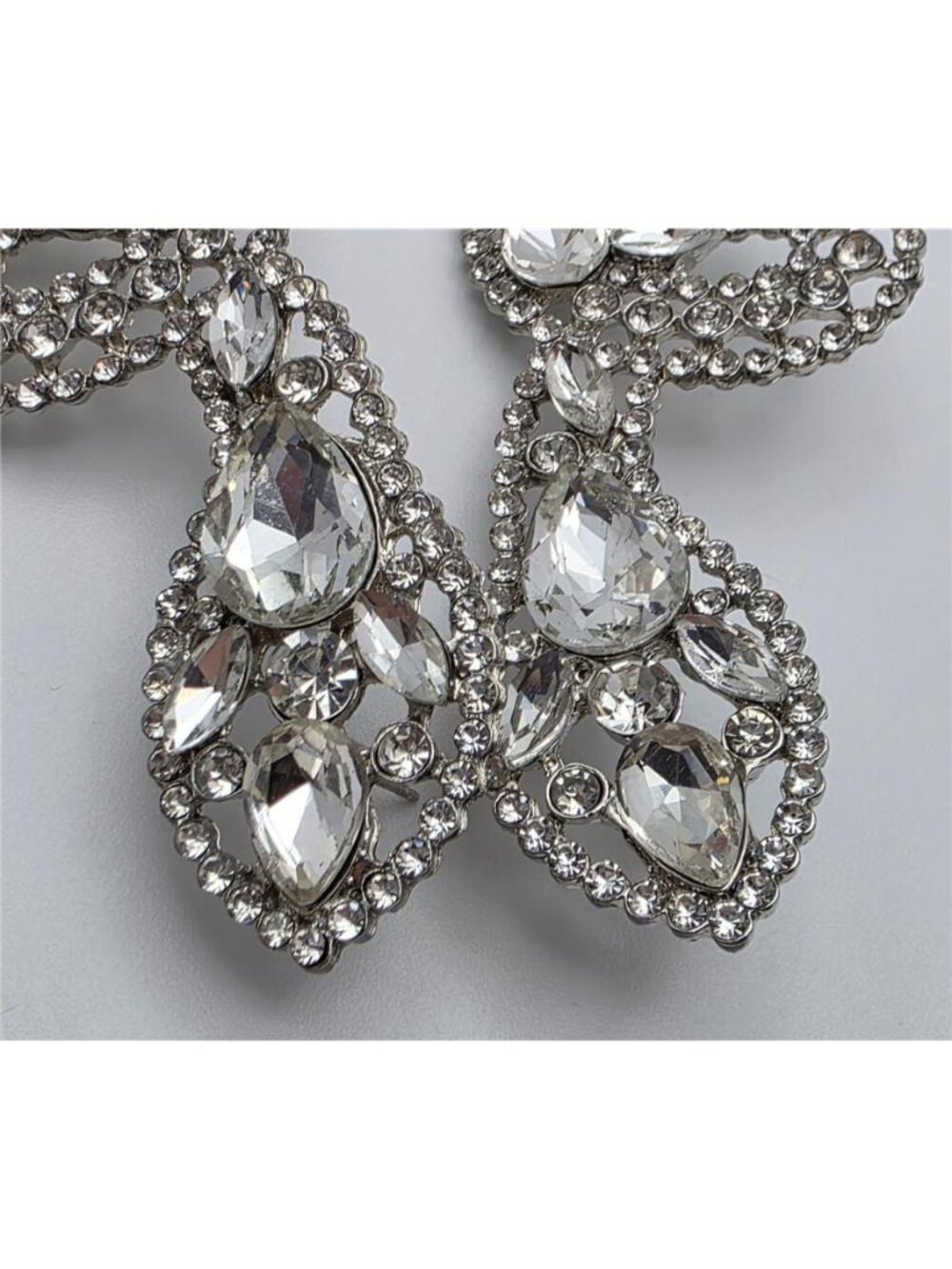 Clear Crystal Snake Drop Earrings Silver Tone 4 In Rhinestone Statement Serpent - Picture 3 of 10